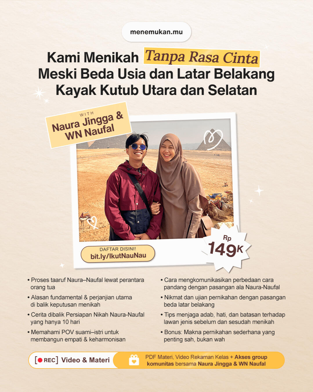 [REC] Kami Menikah Tanpa Rasa Cinta Meski Beda Usia dan Latar Belakang Kayak Kutup Utara dan Selatan x Naura Jingga WN Naufal [REKAMAN KELAS + PDF MATERI)